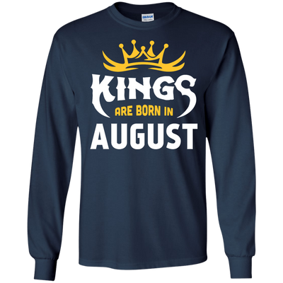 Kings Are Born In August-T-Shirt & Hoodie-Long Sleeve T-Shirt-Navy