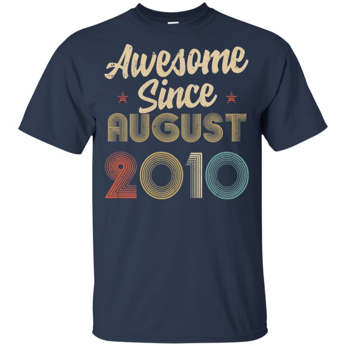Awesome Since August 2010 Vintage 11th Birthday Gifts Youth-Youth Shirt-Youth T-Shirt-Navy