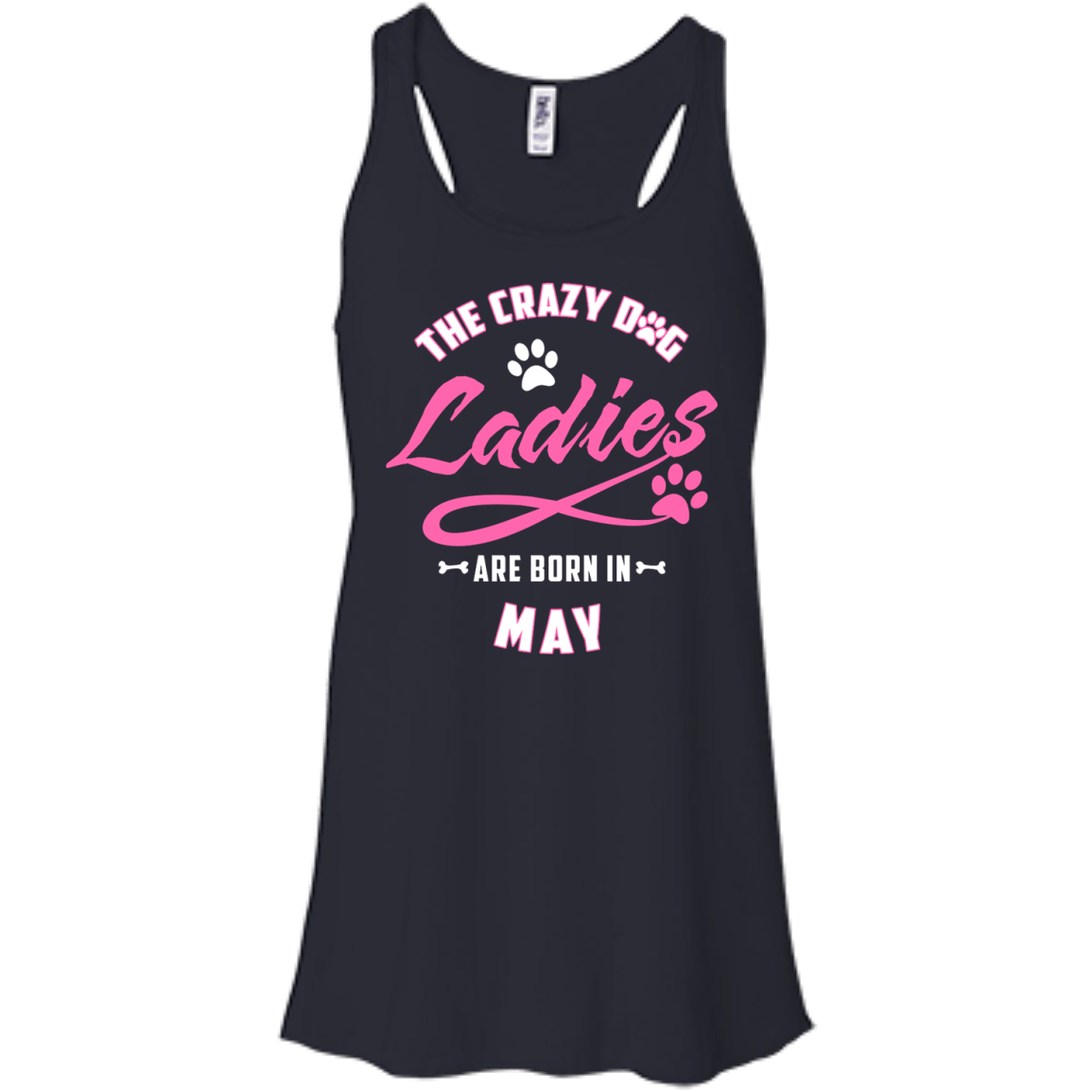 The Crazy Dog Ladies Are Born In May-T-Shirt & Hoodie-Women's Flowy Racerback Tank-Midnight