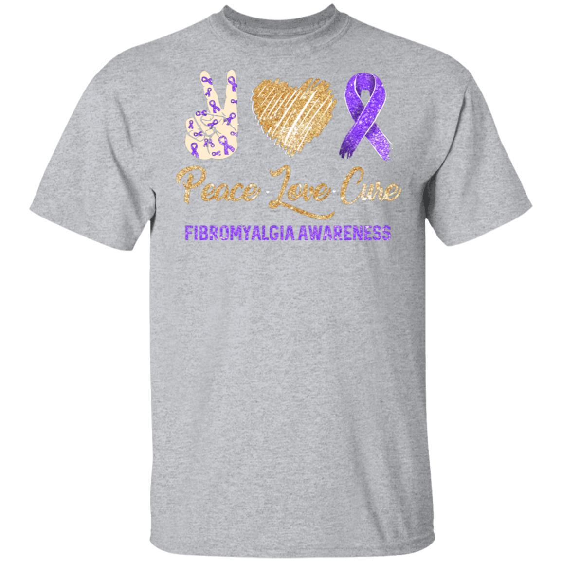 Peace Love Cure Fibromyalgia Awareness-T-Shirt & Hoodie-Classic T-Shirt-Sport Grey