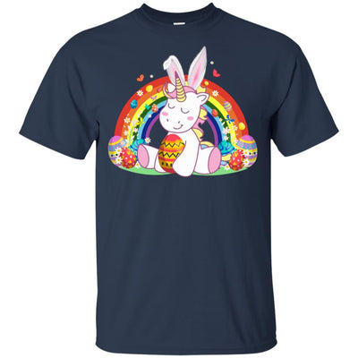 Unicorn Easter With Rainbow And Egg Youth-Youth Shirt-Youth T-Shirt-Navy