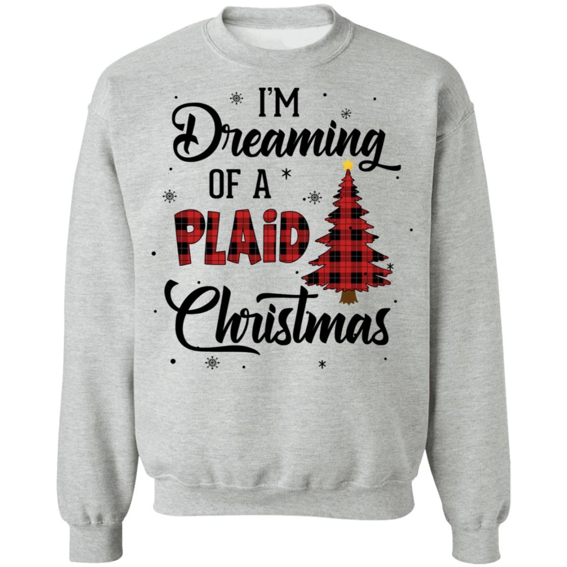 I'm Dreaming Of A Plaid Christmas Xmas Buffalo Plaid-T-Shirt & Sweatshirt-Crewneck Sweatshirt-Sport Grey
