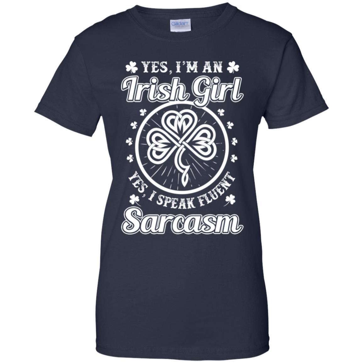 Funny I'm An Irish Girl St Patrick's Day-T-Shirt & Hoodie-Women's T-Shirt-Navy
