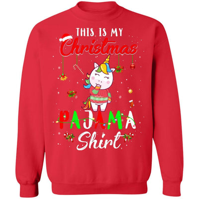 This Is My Christmas Pajama Unicorn Christmas Gifts-T-Shirt & Sweatshirt-Crewneck Sweatshirt-Red