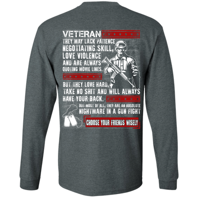 Veteran They May Lack Patience-T-Shirt & Hoodie-Long Sleeve T-Shirt-Dark Heather