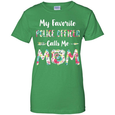 Floral My Favorite Police Officer Calls Me Mom Mothers Day Gift-T-Shirt & Hoodie-Women's T-Shirt-Irish Green