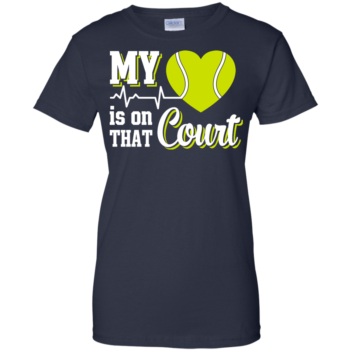 My Heart Is On That Court Tennis T Shirt-T-Shirt & Hoodie-Women's T-Shirt-Navy