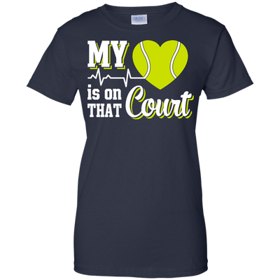 My Heart Is On That Court Tennis T Shirt-T-Shirt & Hoodie-Women's T-Shirt-Navy