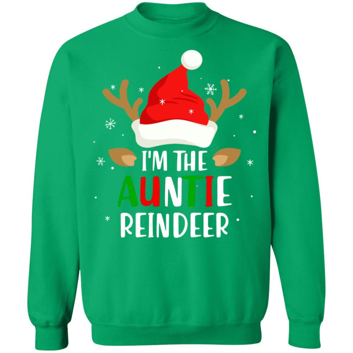 I'm The Auntie Reindeer Matching Family Christmas-T-Shirt & Sweatshirt-Crewneck Sweatshirt-Irish Green