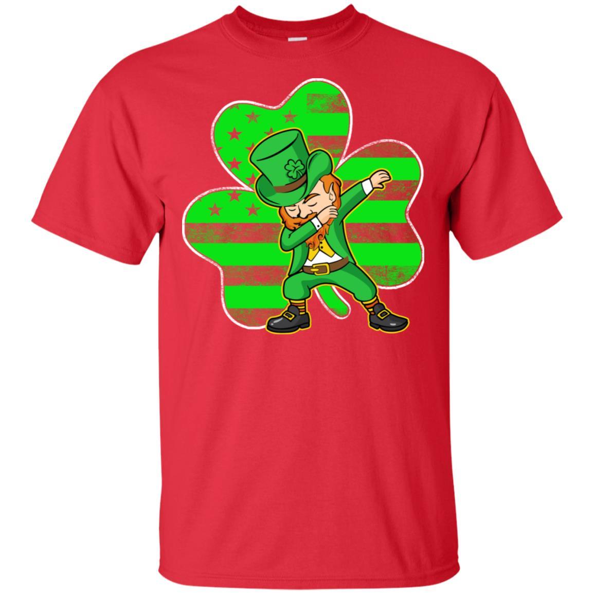 St Patricks Day Leprechaun Dabbing Dab American Flag-T-Shirt & Hoodie-Classic T-Shirt-Red