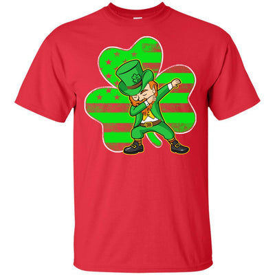St Patricks Day Leprechaun Dabbing Dab American Flag-T-Shirt & Hoodie-Classic T-Shirt-Red