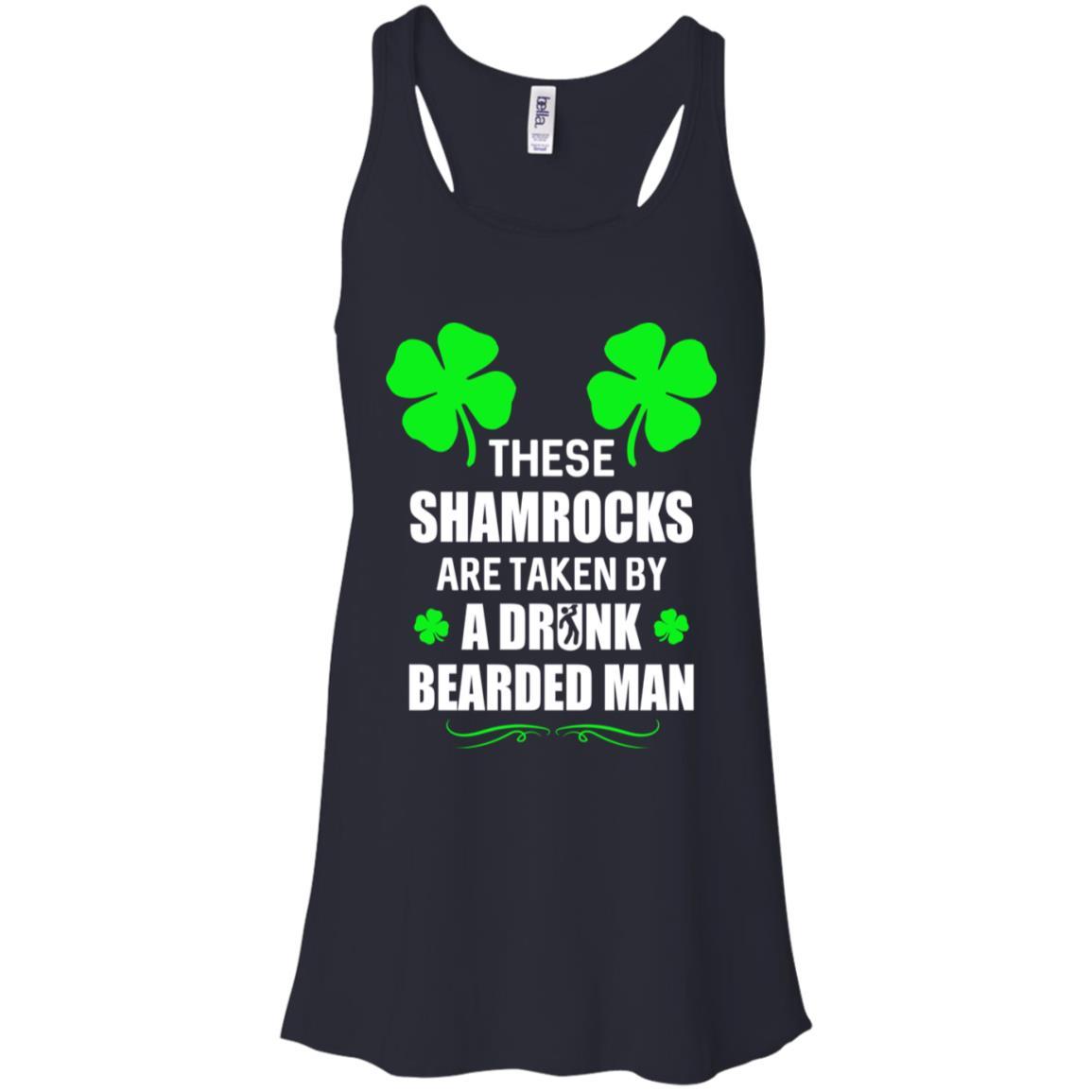 These Shamrocks Are Taken By A Drunk Bearded St Patrick Day-T-Shirt & Tank Top-Women's Flowy Racerback Tank-Midnight