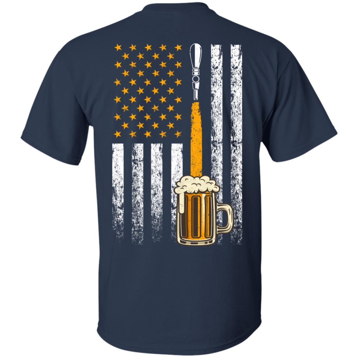 Craft Beer American Flag USA-T-Shirt & Hoodie-Classic T-Shirt-Navy