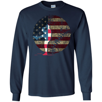 Pitcher Baseball America Flag-T-Shirt & Hoodie-Long Sleeve T-Shirt-Navy