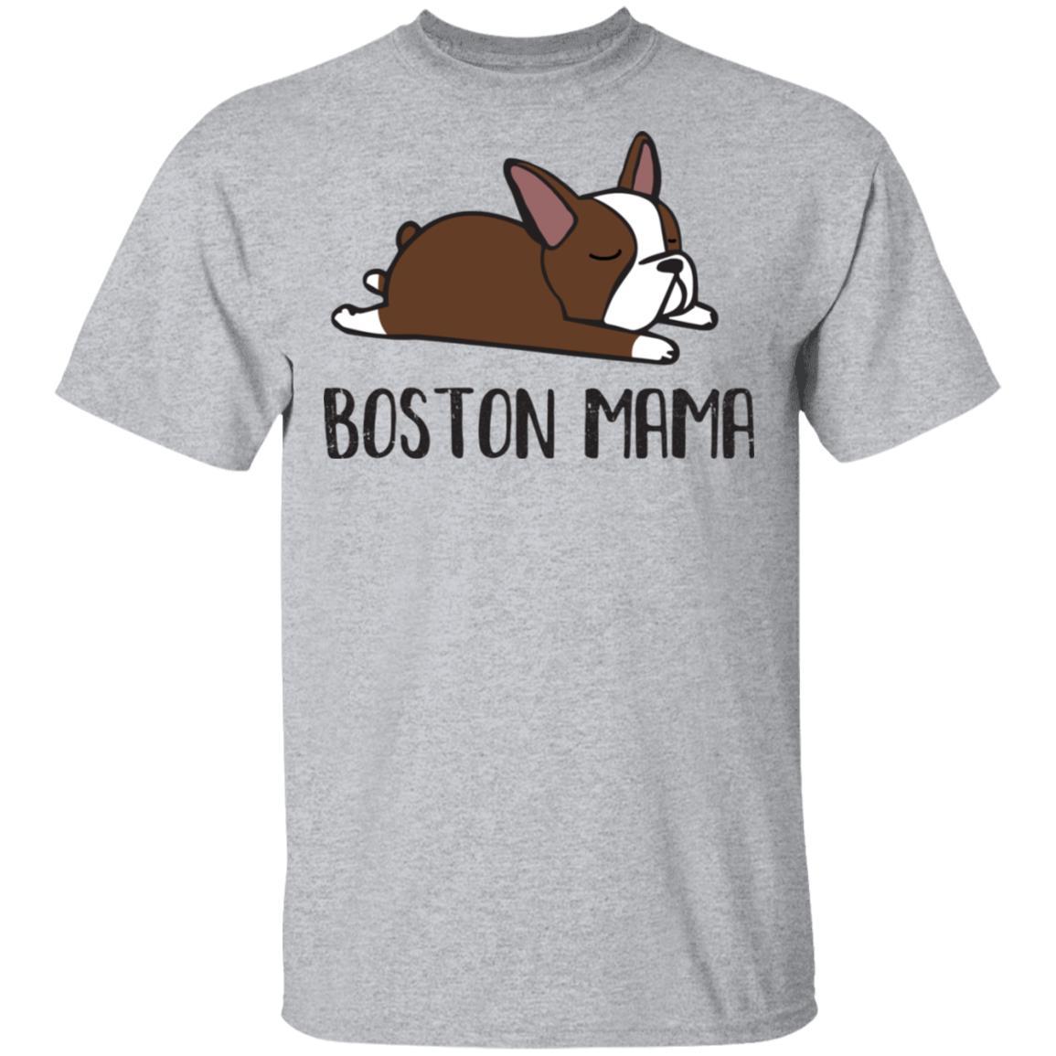 Brown Boston Terrier Mama Bostie Mom Gifts Women-T-Shirt & Hoodie-Classic T-Shirt-Sport Grey