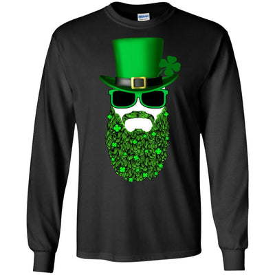 Bearded Man Moustache Leprechauns St Patrick's Day-T-Shirt & Hoodie-Long Sleeve T-Shirt-Black