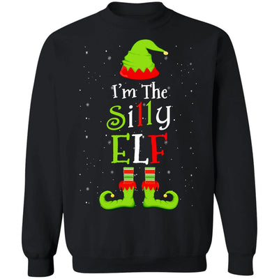 I'm The Silly Elf Family Matching Funny Christmas Group Gift-T-Shirt & Sweatshirt-Crewneck Sweatshirt-Black