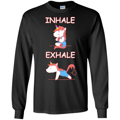 Yoga Unicorn Inhale Exhale-T-Shirt & Hoodie-Long Sleeve T-Shirt-Black