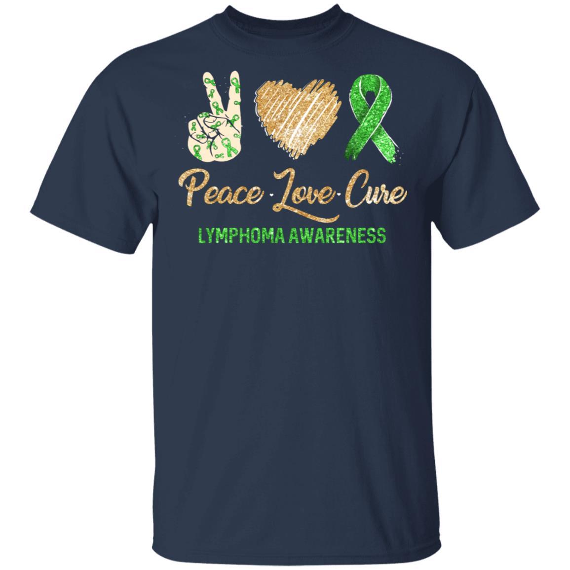 Peace Love Cure Lymphoma Awareness-T-Shirt & Hoodie-Classic T-Shirt-Navy