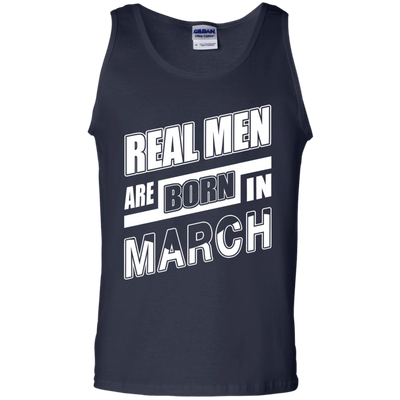 Real Men Are Born In March-T-Shirt & Hoodie-Unisex Tank-Navy