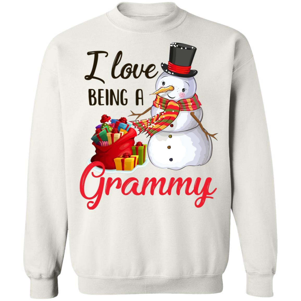 I Love Being A Grammy Snowman Gift For Christmas Day-T-Shirt & Sweatshirt-Crewneck Sweatshirt-White