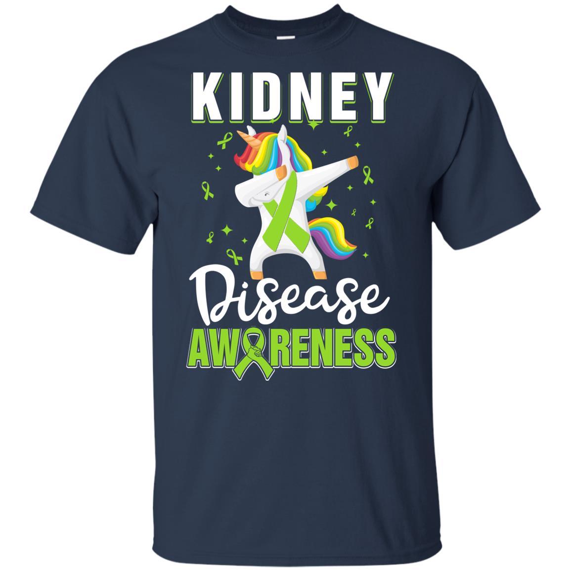Inspirational Kidney Disease Awareness Unicorn Support Youth-Youth Shirt-Youth T-Shirt-Navy