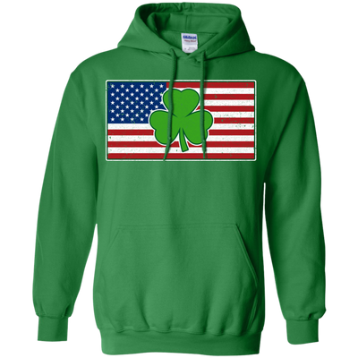 Shamrock Ireland USA Irish American Flag Gift-T-Shirt & Hoodie-Pullover Hoodie-Irish Green