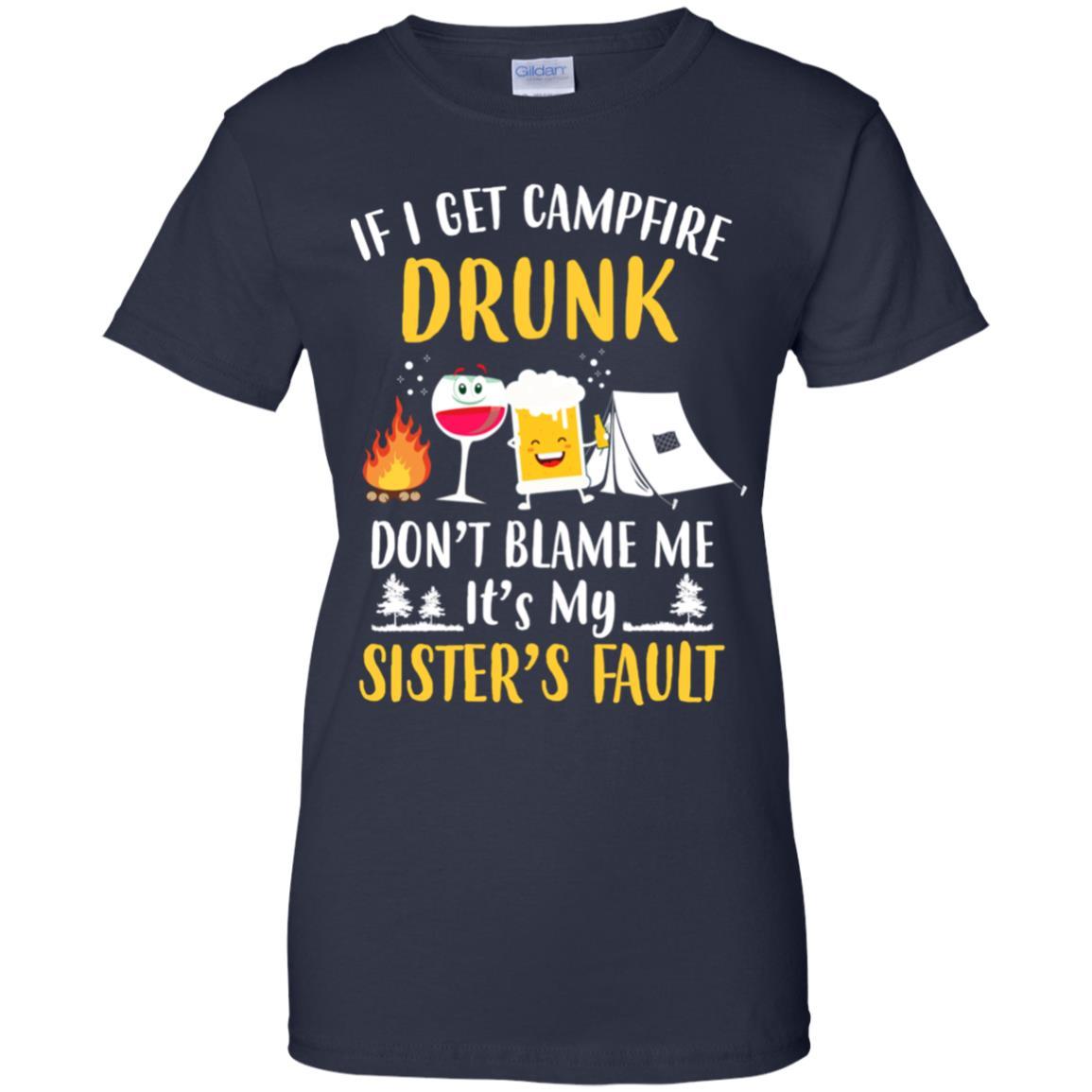 If I Get Campfire Drunk It's My Sister's Fault Camping-T-Shirt & Hoodie-Women's T-Shirt-Navy