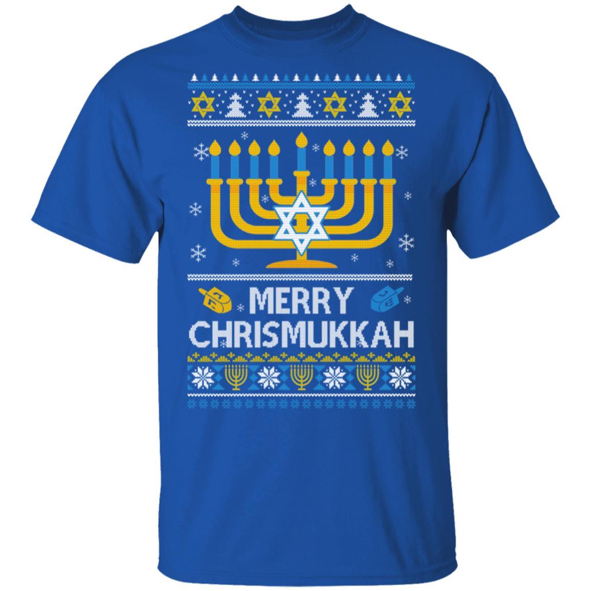 Merry Chrismukkah Xmas Hanukkah Ugly Christmas Sweater-T-Shirt & Sweatshirt-Classic T-Shirt-Royal