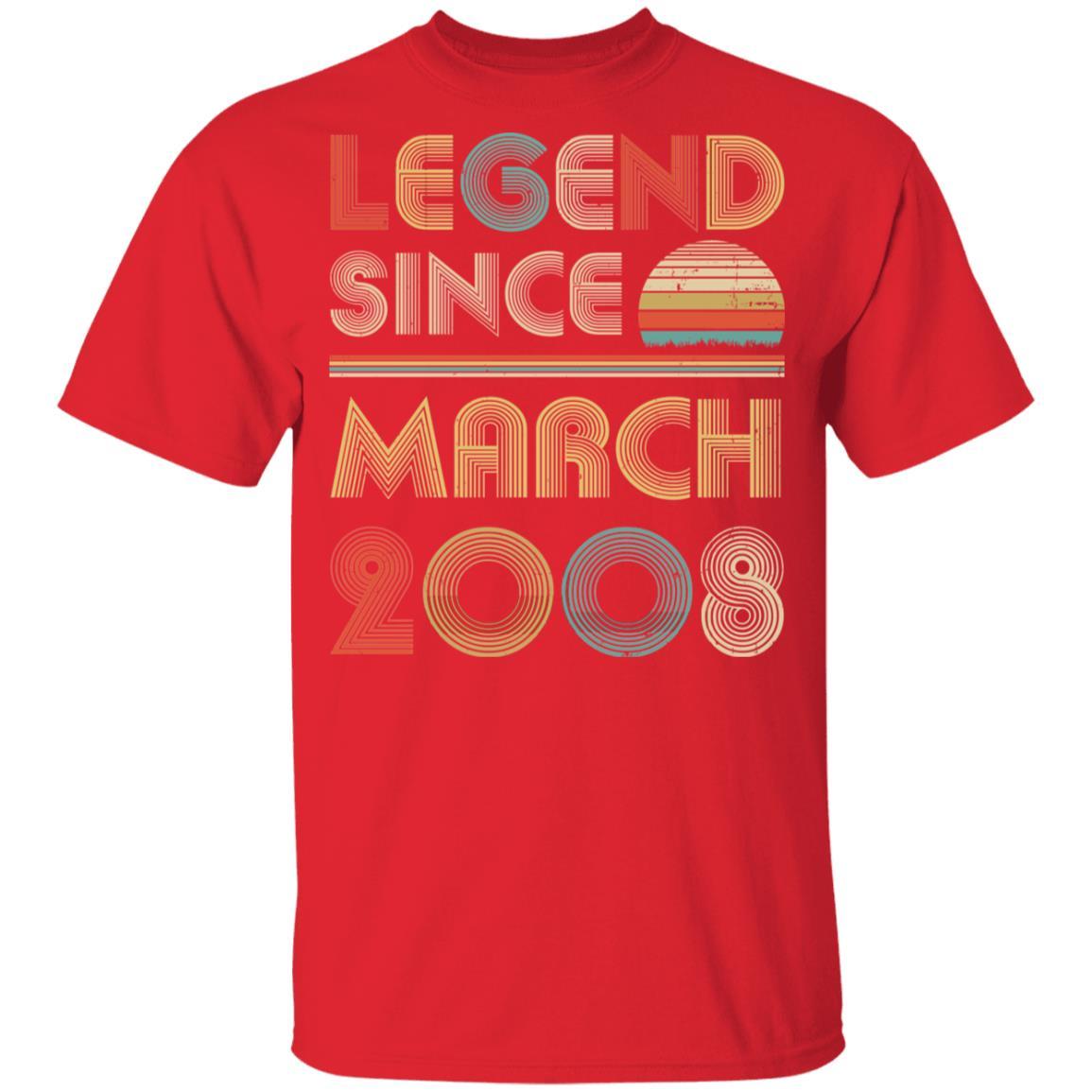 Legend Since March 2008 Vintage 13th Birthday Gifts Youth-Youth Shirt-Youth T-Shirt-Red