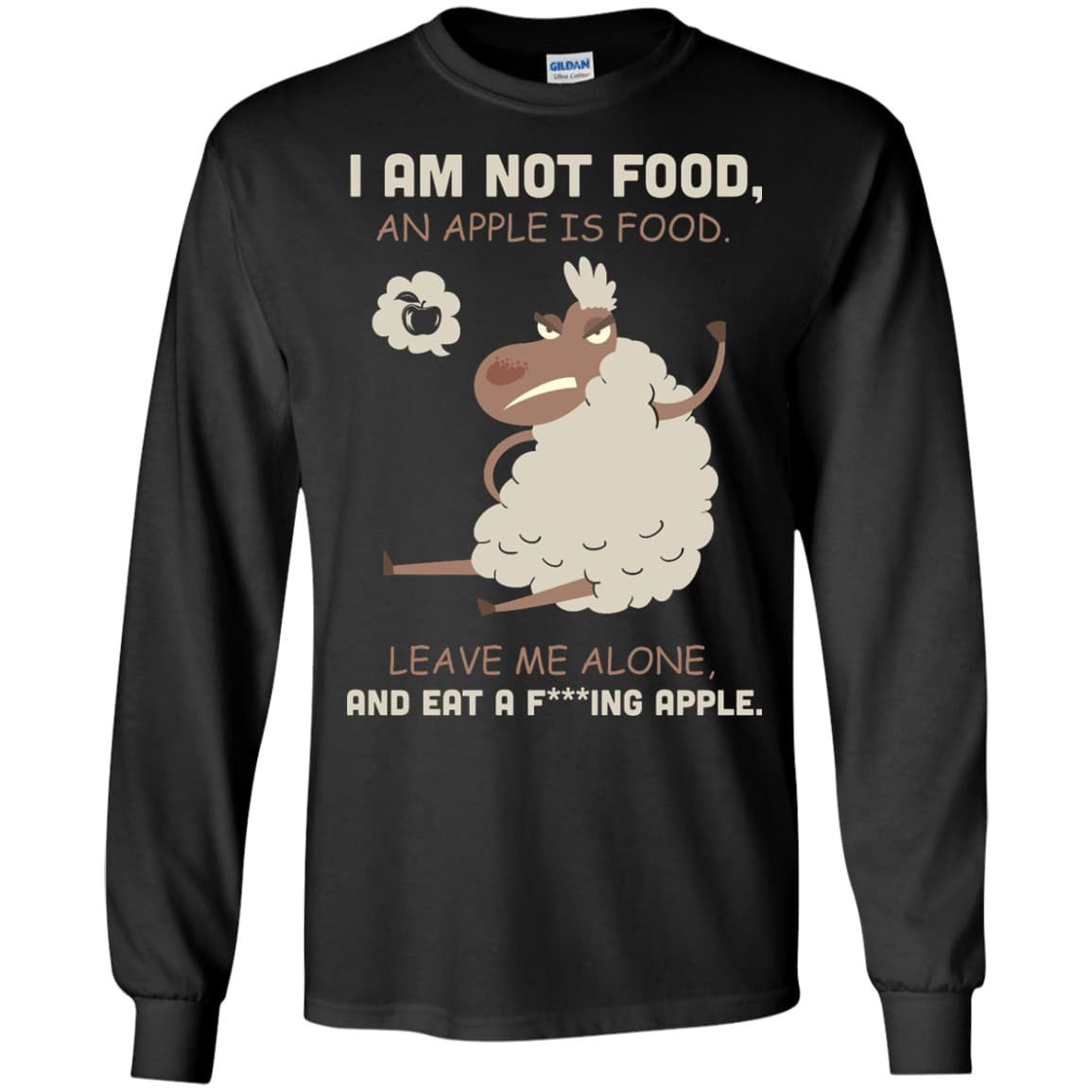 I Am Not Food An Apple Is Food Leave Me Alone Vegetables-T-Shirt & Hoodie-Long Sleeve T-Shirt-Black