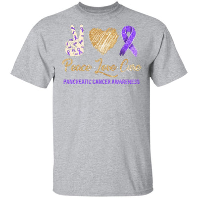 Peace Love Cure Pancreatic Cancer Awareness-T-Shirt & Hoodie-Classic T-Shirt-Sport Grey