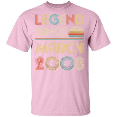 Legend Since March 2008 Vintage 13th Birthday Gifts Youth-Youth Shirt-Youth T-Shirt-Light Pink
