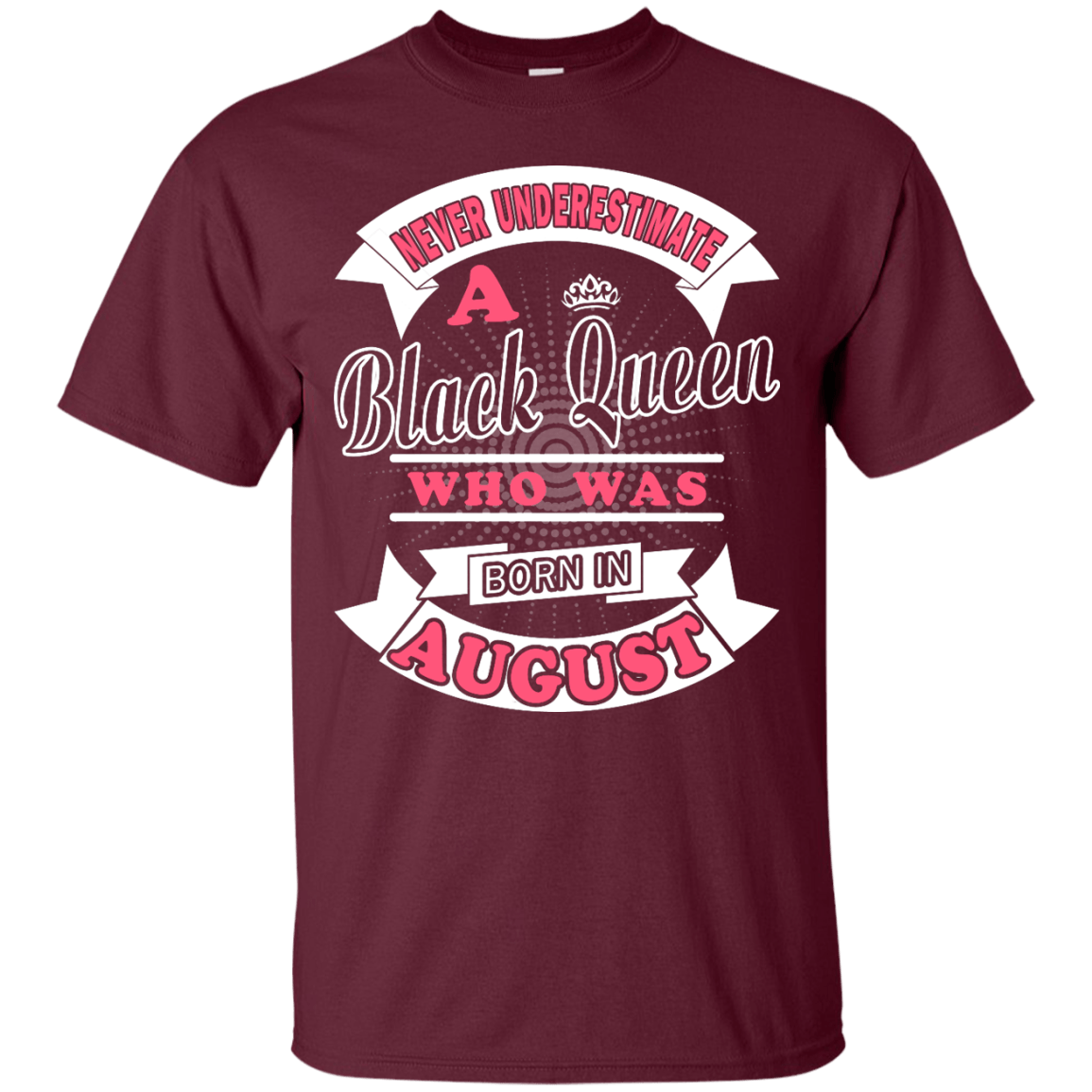 Never Underestimate A Black Queen Who Was Born In August-T-Shirt & Hoodie-Classic T-Shirt-Maroon
