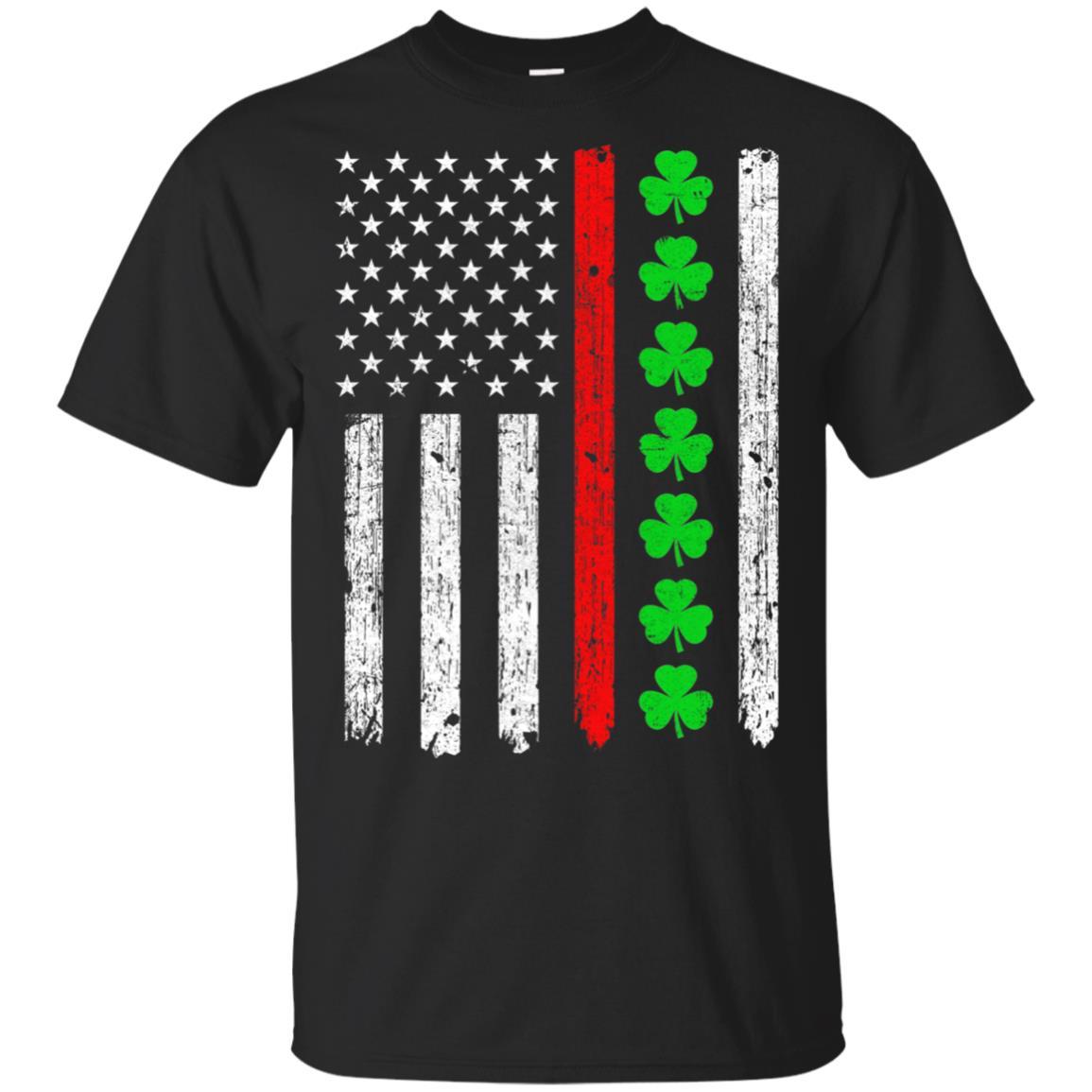 Thin Red Line Shamrock Irish St Patricks Day Fireman-T-Shirt & Hoodie-Classic T-Shirt-Black
