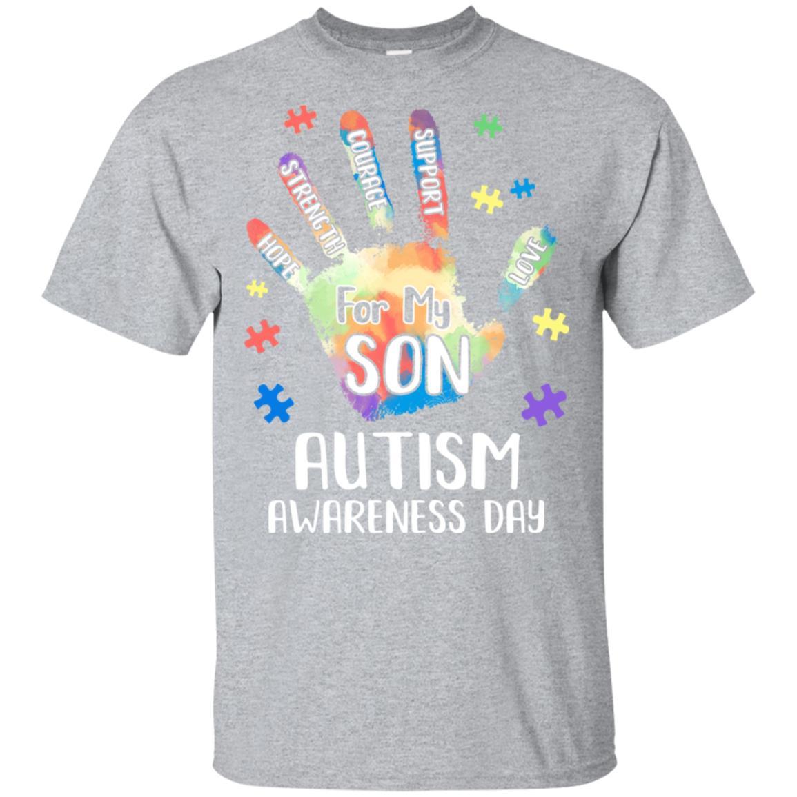 Support Autism Awareness For My Son Puzzle Gift-T-Shirt & Hoodie-Classic T-Shirt-Sport Grey
