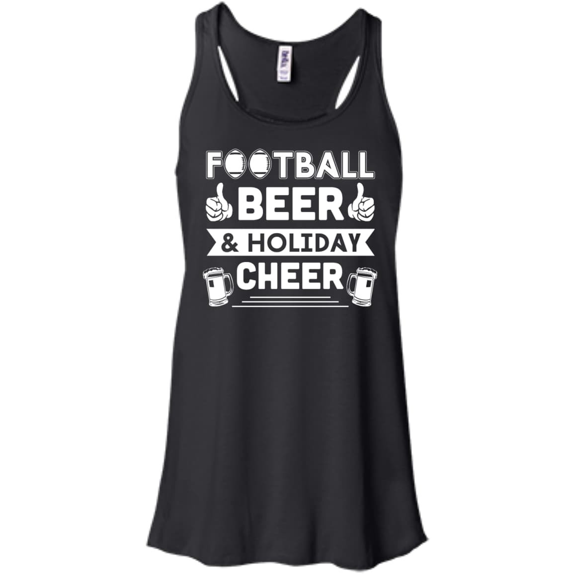 Football Beer Holiday Cheer-T-Shirt & Hoodie-Women's Flowy Racerback Tank-Black