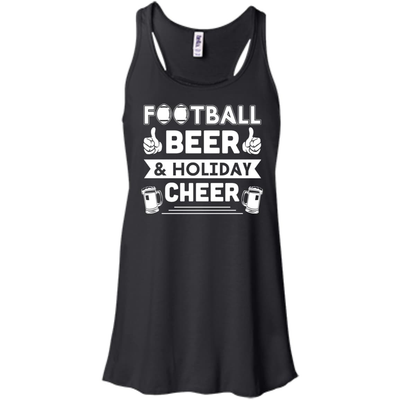 Football Beer Holiday Cheer-T-Shirt & Hoodie-Women's Flowy Racerback Tank-Black