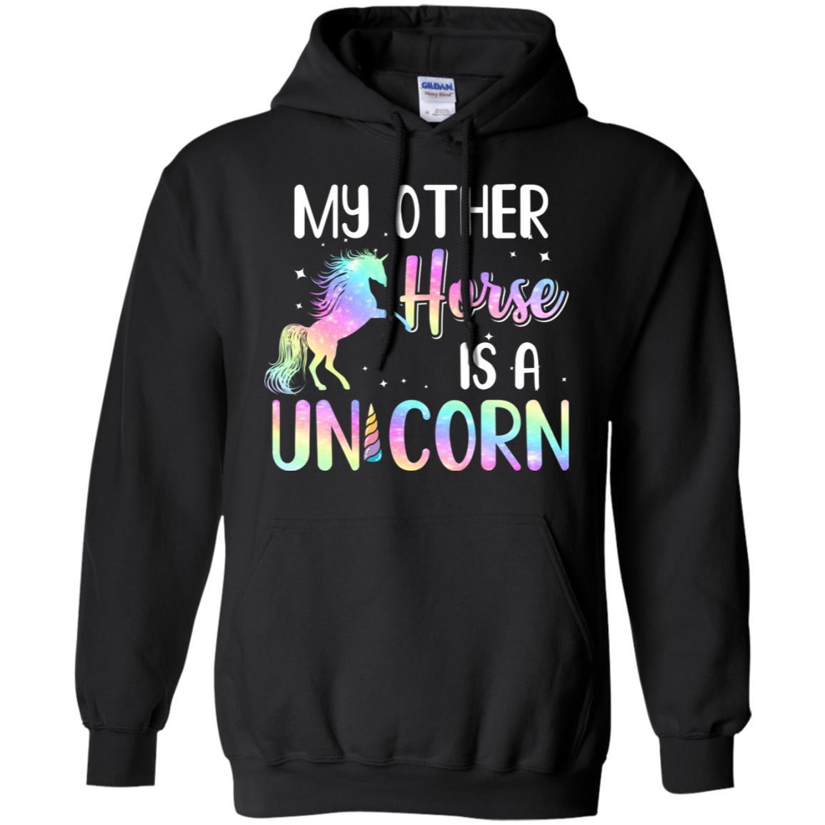 My Other Horse Is A Unicorn Lovers-T-Shirt & Tank Top-Pullover Hoodie-Black