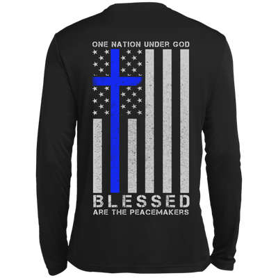 One Nation Under God Thin Blue Line-T-Shirt & Hoodie-Long Sleeve T-Shirt-Black