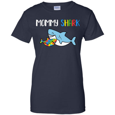 Mommy Shark Support Autism Awareness For Child-T-Shirt & Hoodie-Women's T-Shirt-Navy