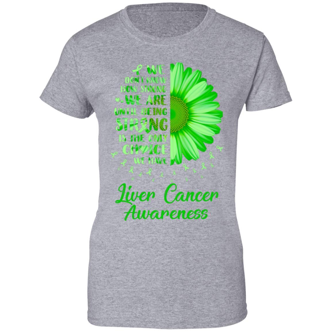 Being Strong Daisy Flower Green Liver Cancer Awareness-T-Shirt & Hoodie-Women's T-Shirt-Sport Grey