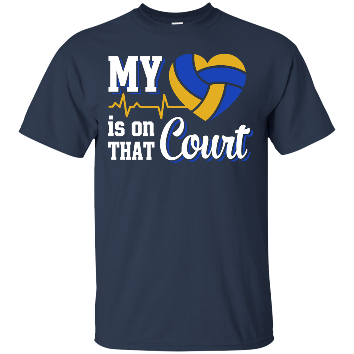 My Heart Is On That Court Volleyball T Shirt-T-Shirt & Hoodie-Classic T-Shirt-Navy