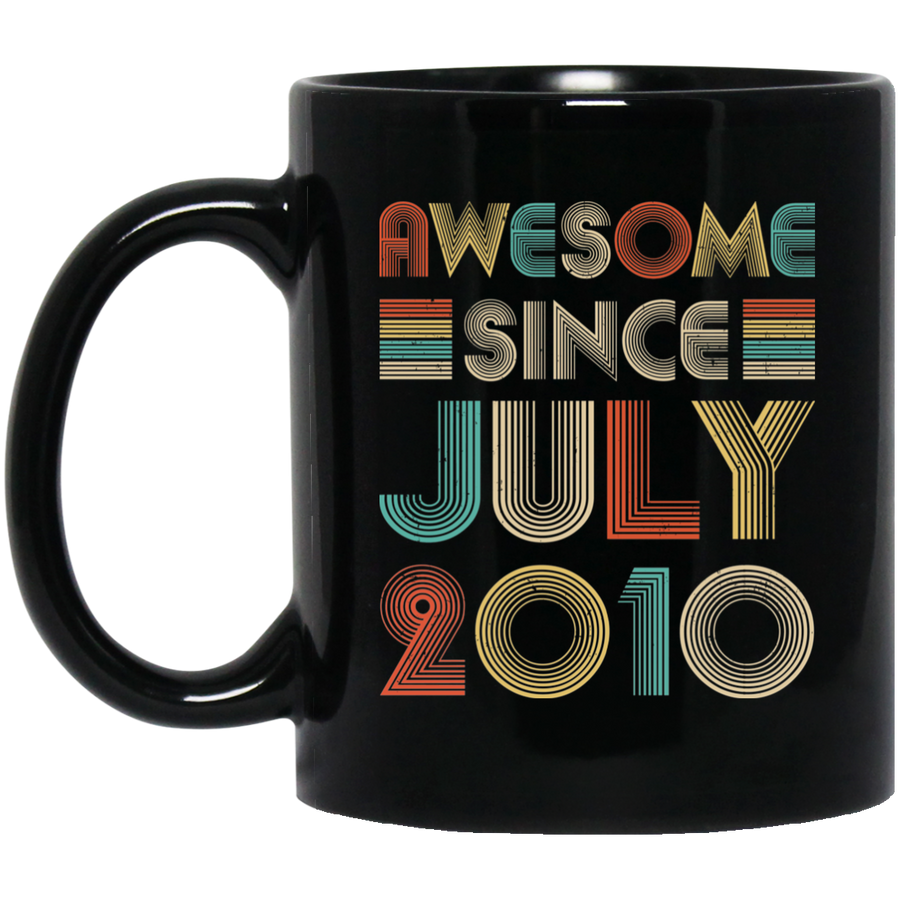 Awesome Since July 2010 Vintage 11th Birthday Gifts Youth Mug-Coffee Mug-BM11OZ 11 oz. Black Mug-Black