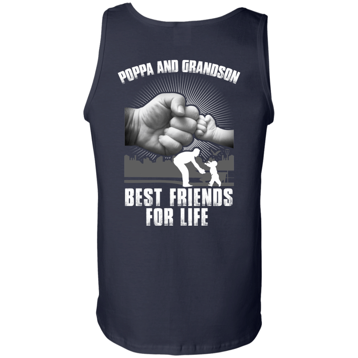 Poppa And Grandson Best Friends For Life-T-Shirt & Hoodie-Unisex Tank-Navy
