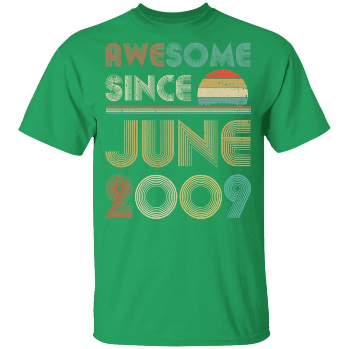 Awesome Since June 2009 Vintage 12th Birthday Gifts Youth-Youth Shirt-Youth T-Shirt-Irish Green