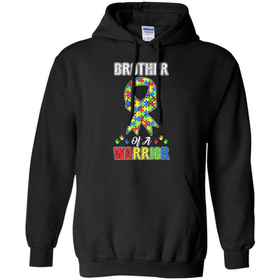 Brother Of A Warrior Support Autism Awareness Gift-T-Shirt & Hoodie-Pullover Hoodie-Black