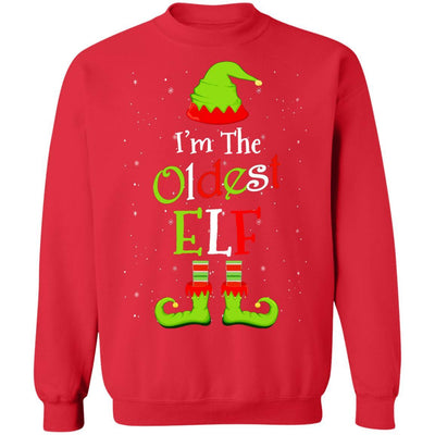 I'm The Oldest Elf Family Matching Funny Christmas Group Gift-T-Shirt & Sweatshirt-Crewneck Sweatshirt-Red