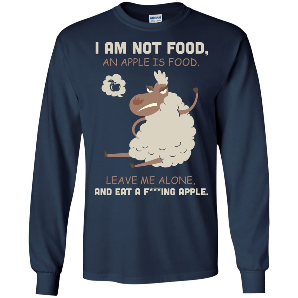 I Am Not Food An Apple Is Food Leave Me Alone Vegetables-T-Shirt & Hoodie-Long Sleeve T-Shirt-Navy
