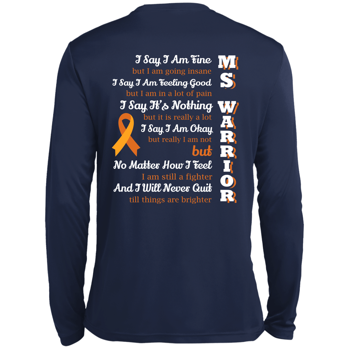 Multiple Sclerosis Warrior-T-Shirt & Hoodie-Long Sleeve T-Shirt-Navy
